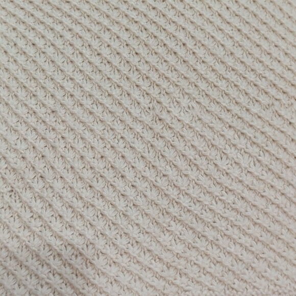 Handmade Vintage Baby Blanket Crochet Knit Cream Soft Neutral Heirloom Nursery - Picture 4 of 5